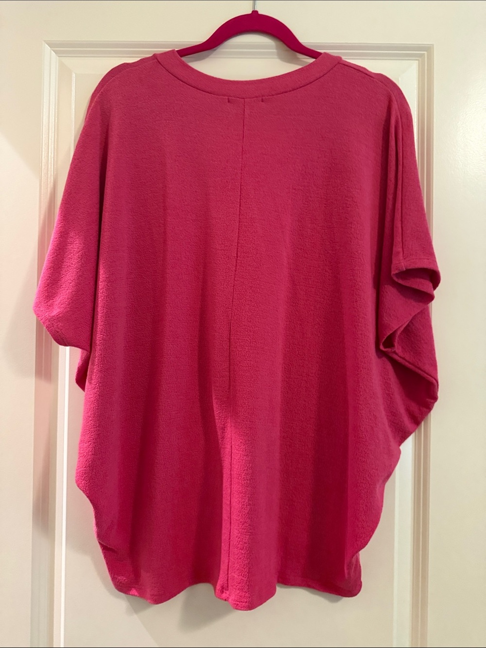 Charlotte Avery Fuchsia V-Neck Draped Dolman Blouse - Picture 5 of 5